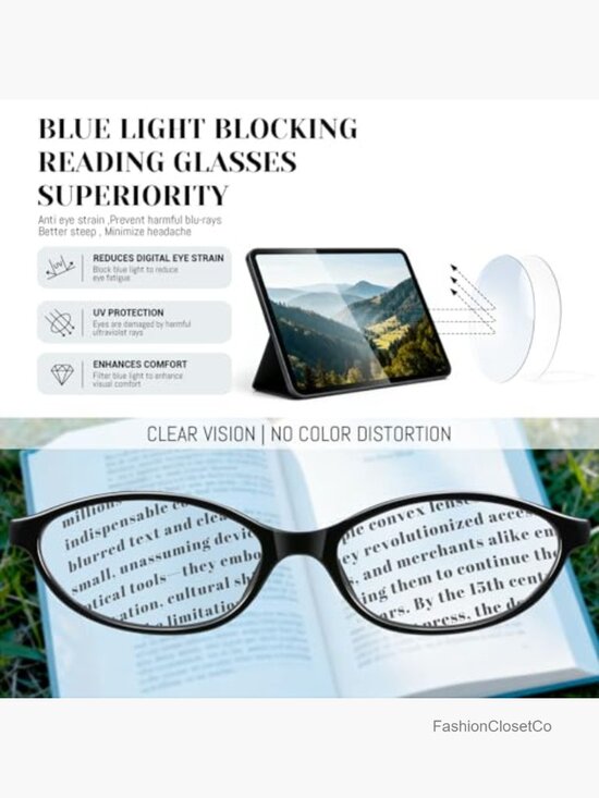 5 Pack Oval Reading Glasses with Blue Light Protection for Women +1.5 main image 4
